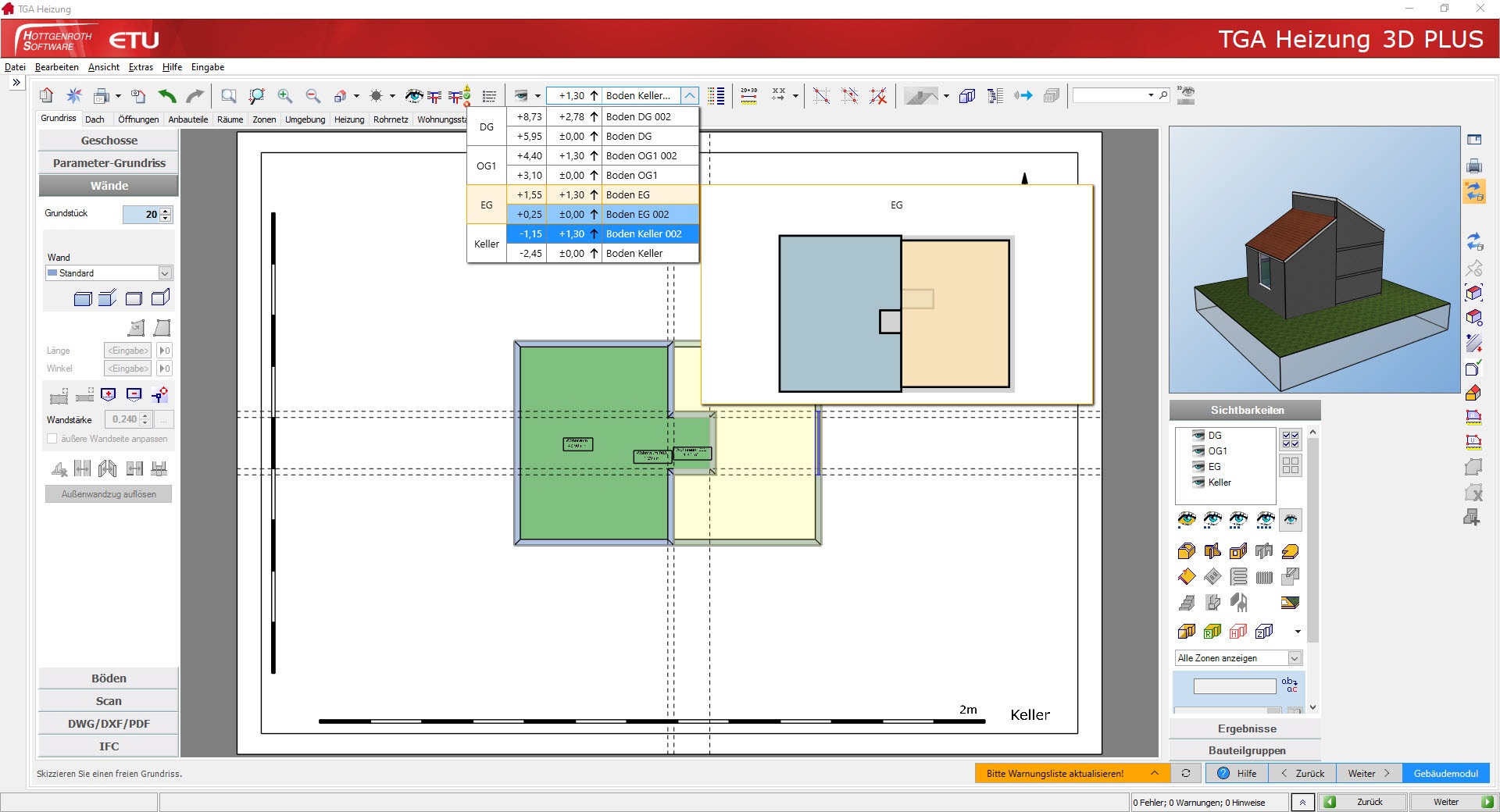 2) Gebäudeerfassung mit HottCAD 2) Gebäudeerfassung mit HottCAD