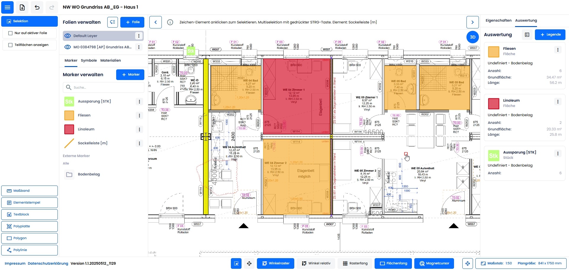Aufmaß_Grundriss_PDF_Flächenmarker Aufmaß_Grundriss_PDF_Flächenmarker