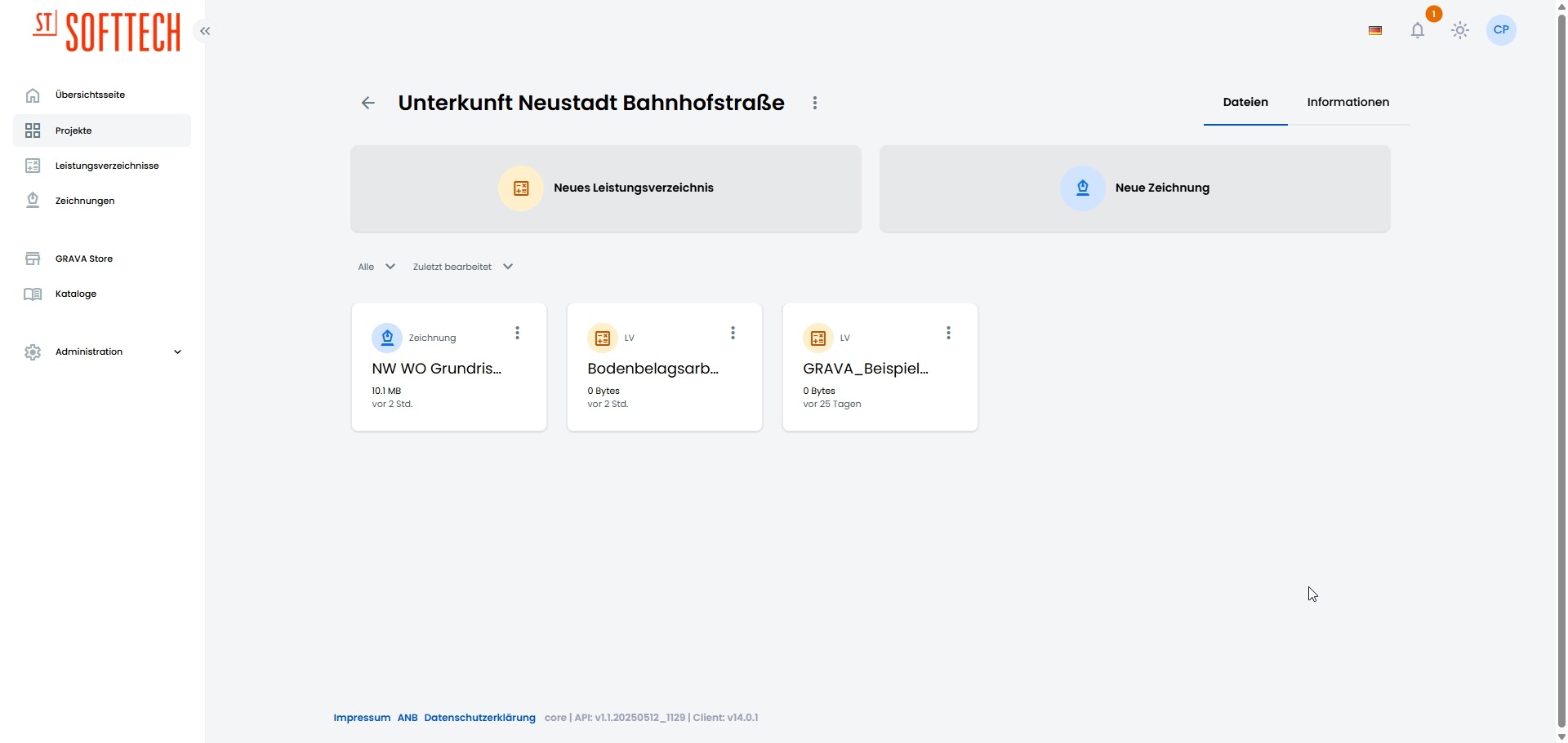 GRAVA connect Projektansicht GRAVA connect Projektansicht