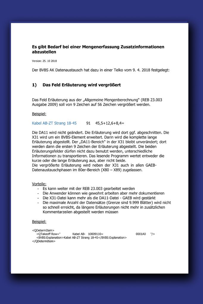 GAEB X31 und lange Erläuterung und Zusatzinformation