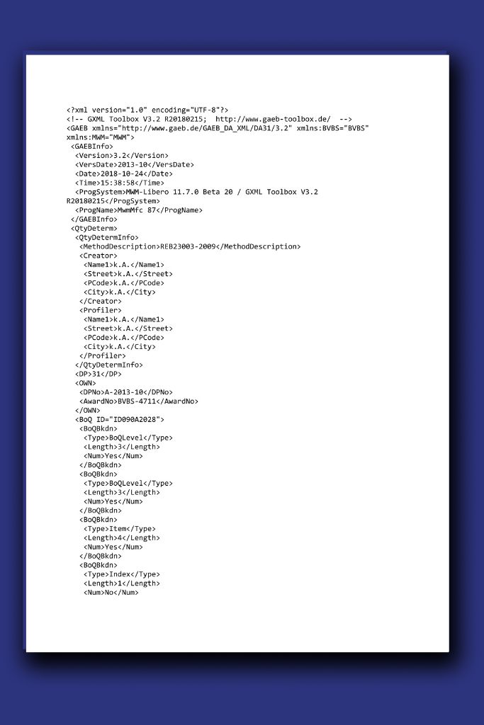 GAEB XML 31 Mengenermittlung Musterdatei