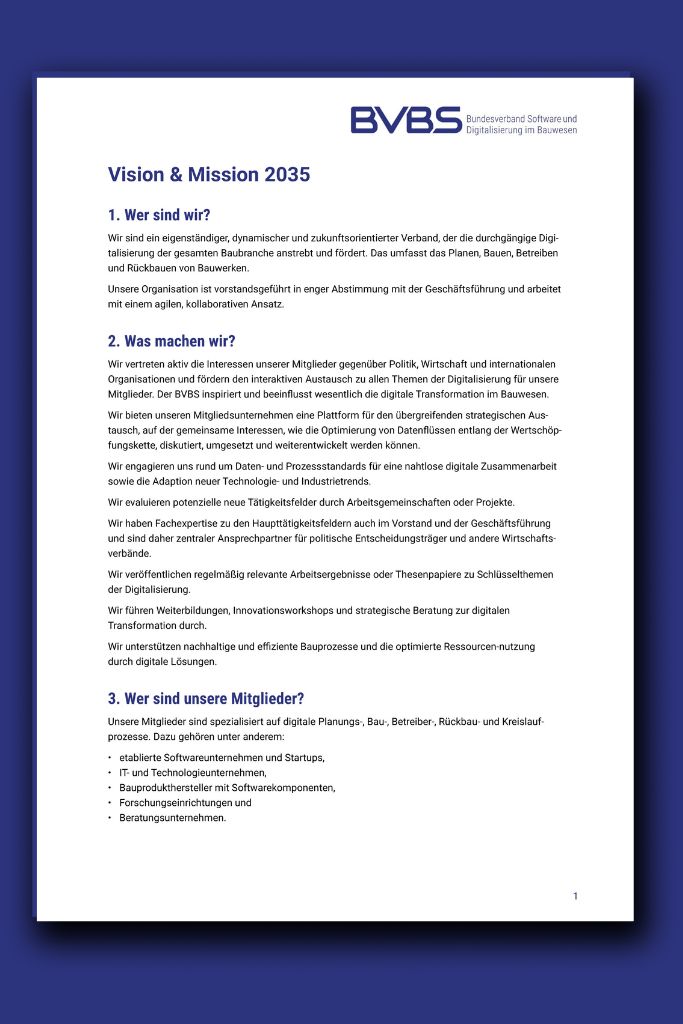 BVBS - Mission und Vision 2023, Titelblatt