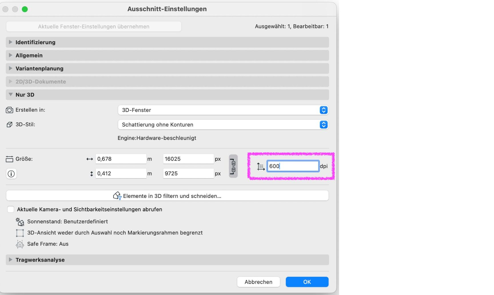 Screenshot Graphisoft Auflösung Archicad 29