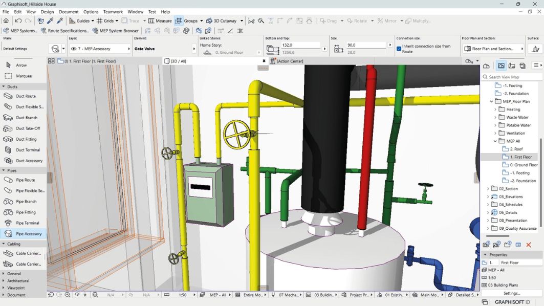 Ventile einfügen in Graphisofts MEP Designer