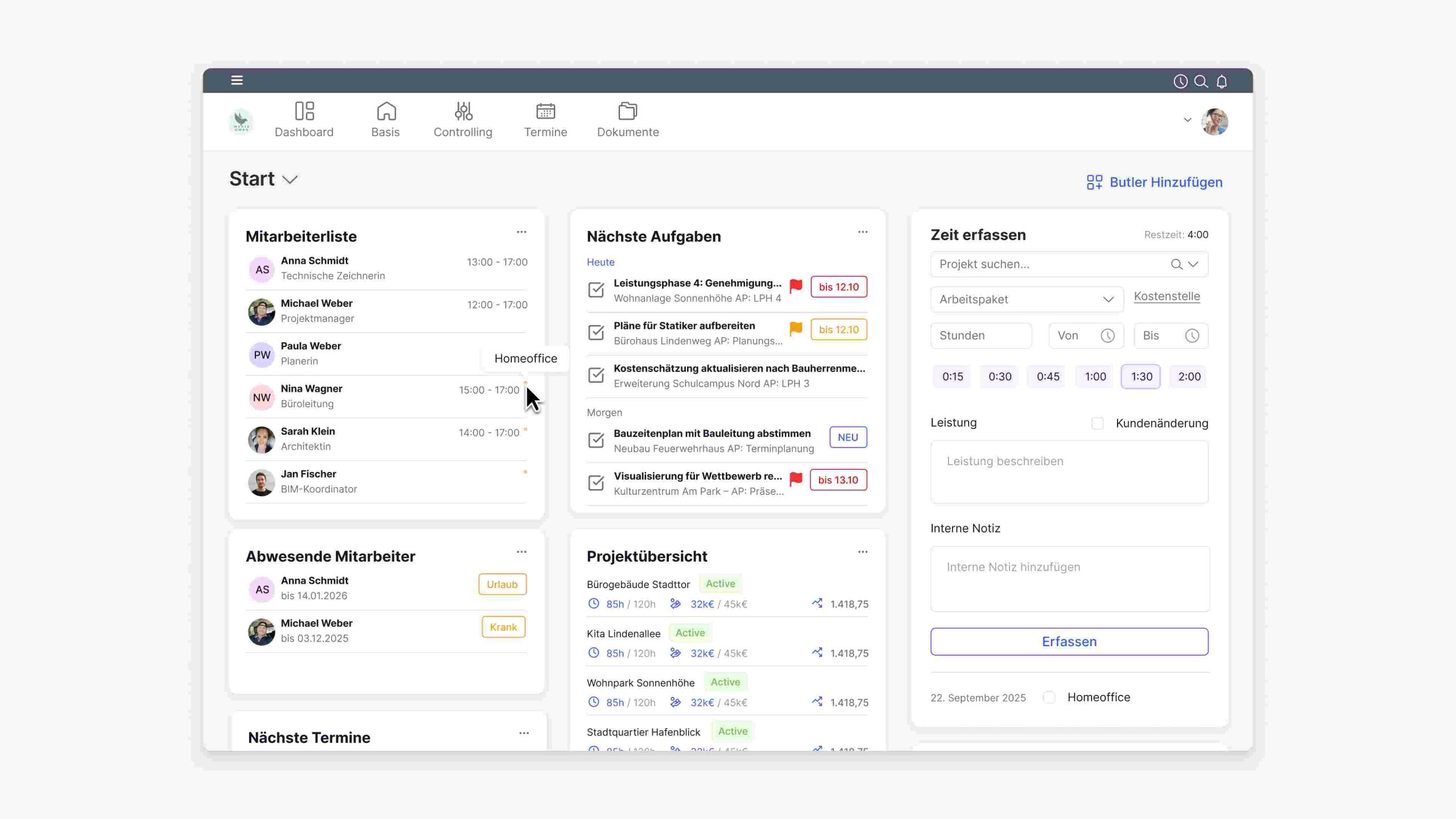 SCreenshot aus der Software untermstrich one