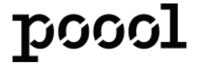 schwarzes poool-Logo auf weißem Grund