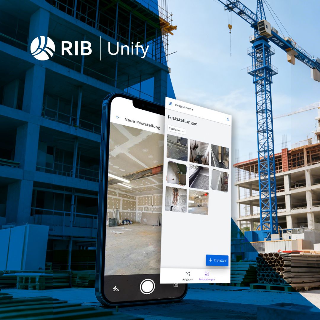 Screenshots der Software RIB Unify auf einem Handy