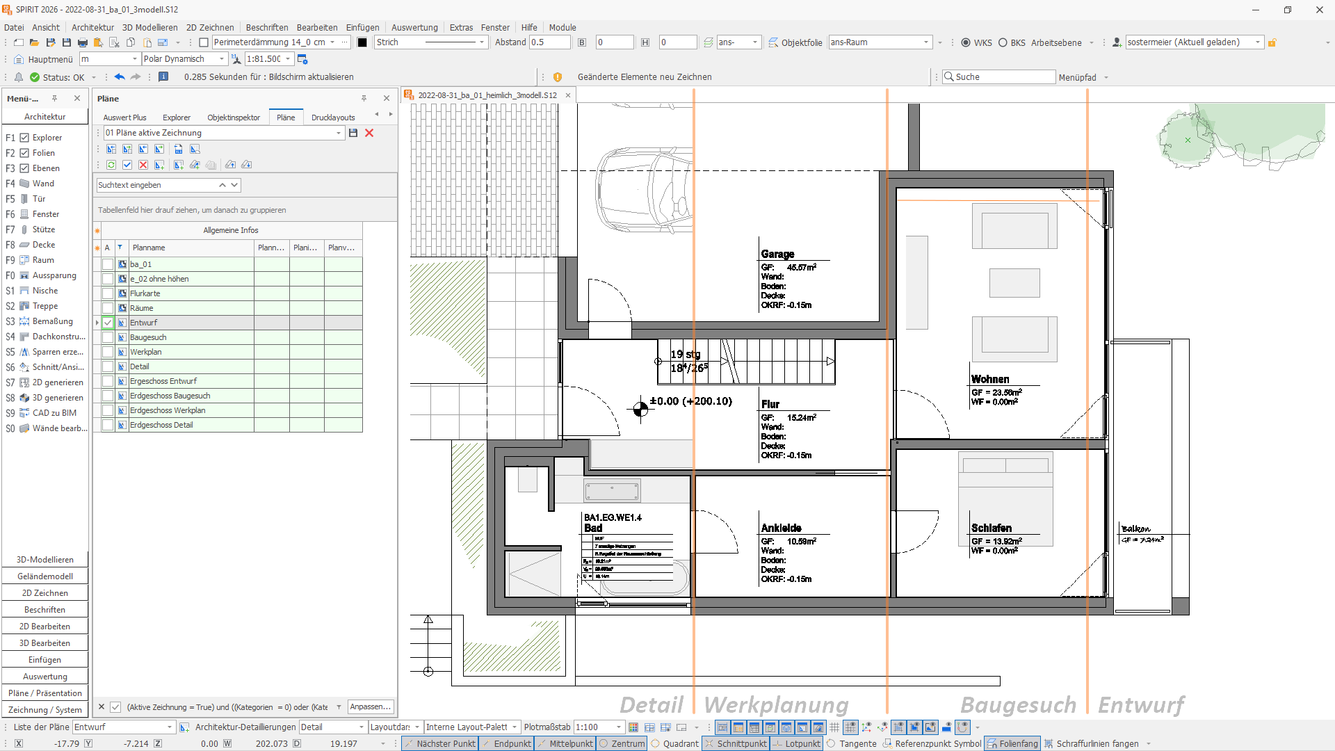 Screenshot der Software Spirit von Softtech mit Raumstempel-Funktion