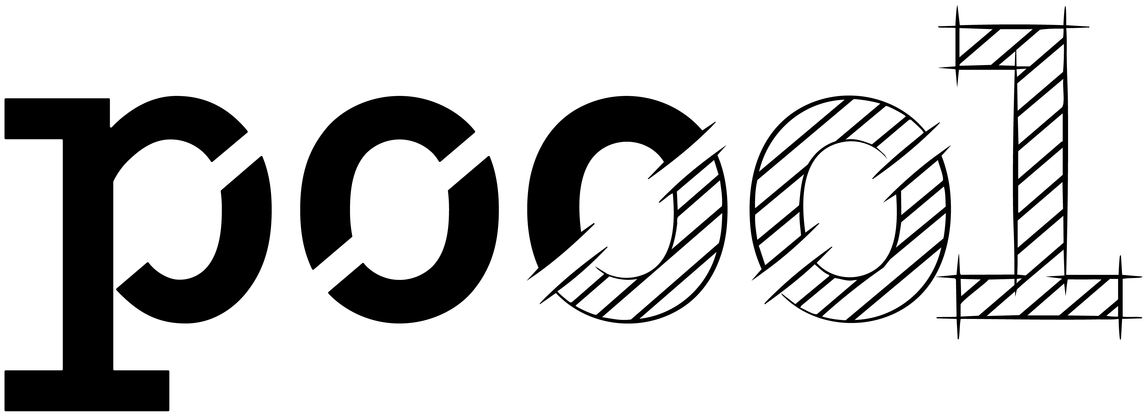 schwarzes logo von poool software mit zeichenelementen