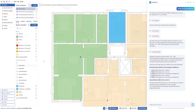 Screenshot aus der Software von Softtech GRAVA AI 