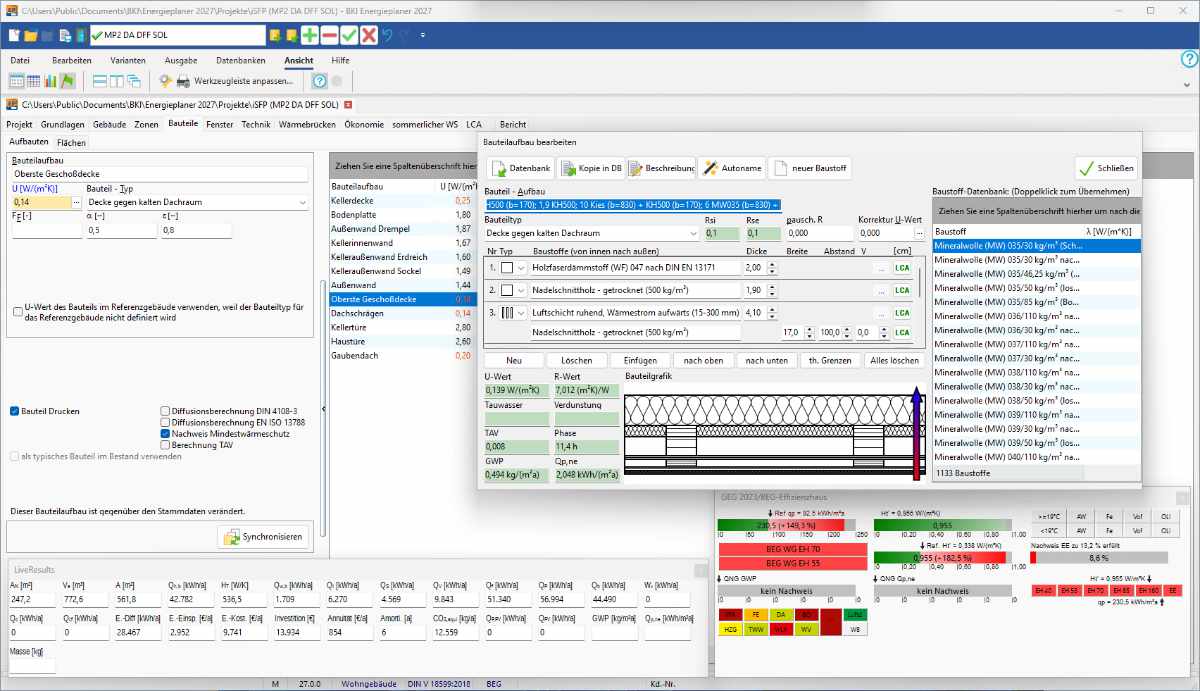 Screenshot der Software BKI Energieplaner 2027