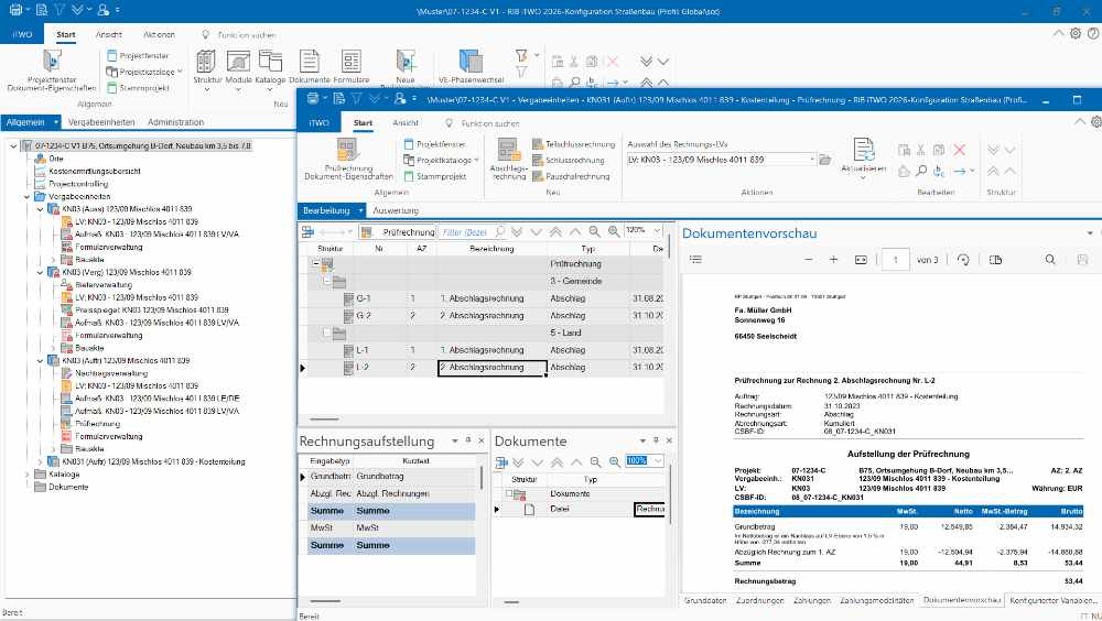 Screenshot aus der Software RIB iTwo